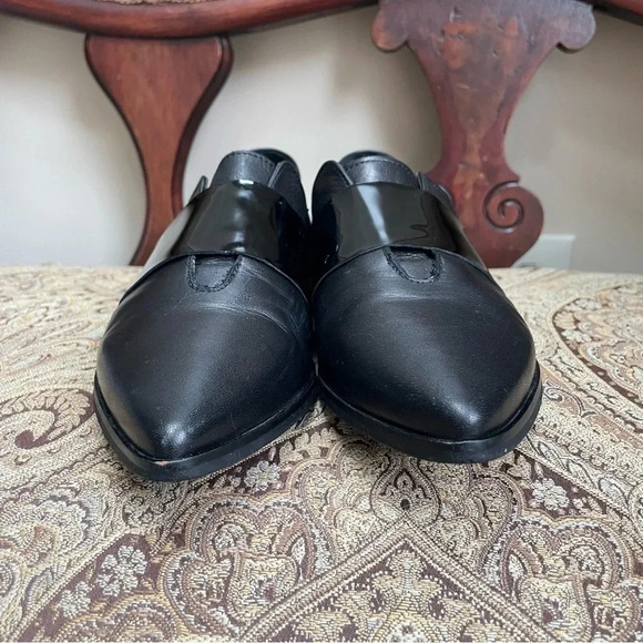 Barneys New York Women’s Black Leather Strap Loafers Flats Size 7 Made in Italy - Picture 6 of 12